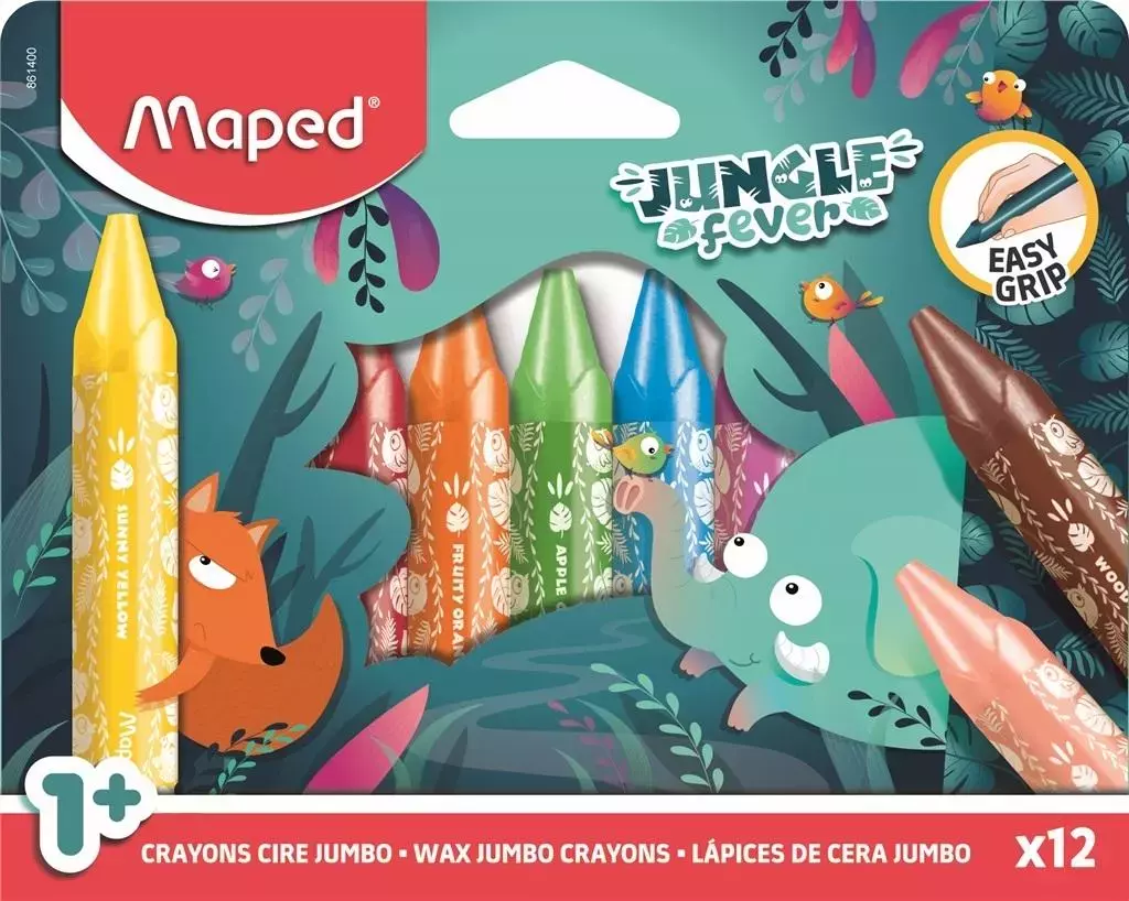 Kredki Jumbo Jungle Fever świecowe 12szt MAPED - Papiernicze i szkolne