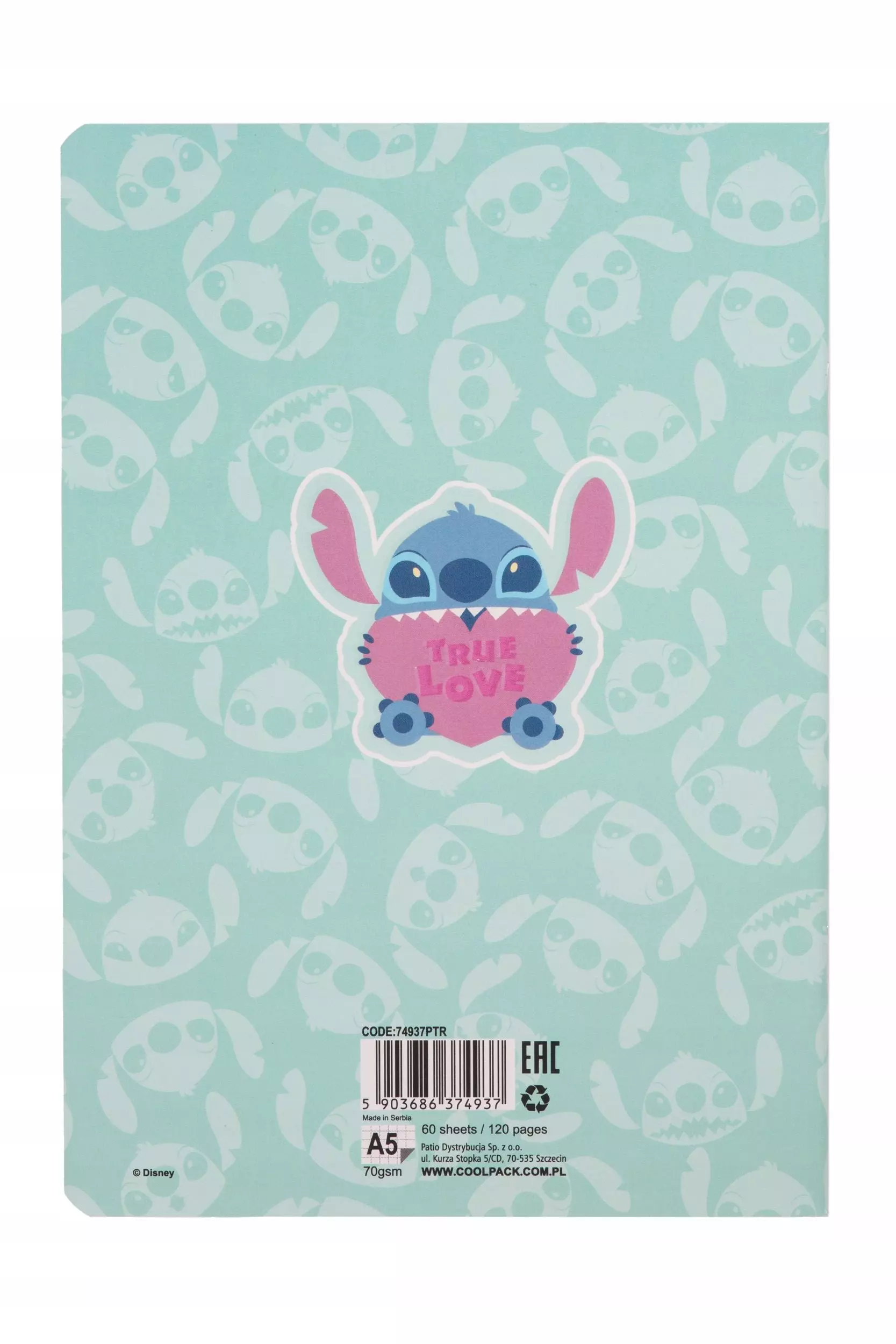 Zeszyt A5 60k kratka Disney Fashion - Stitch wzór 3 74937PTR - Papiernicze i szkolne