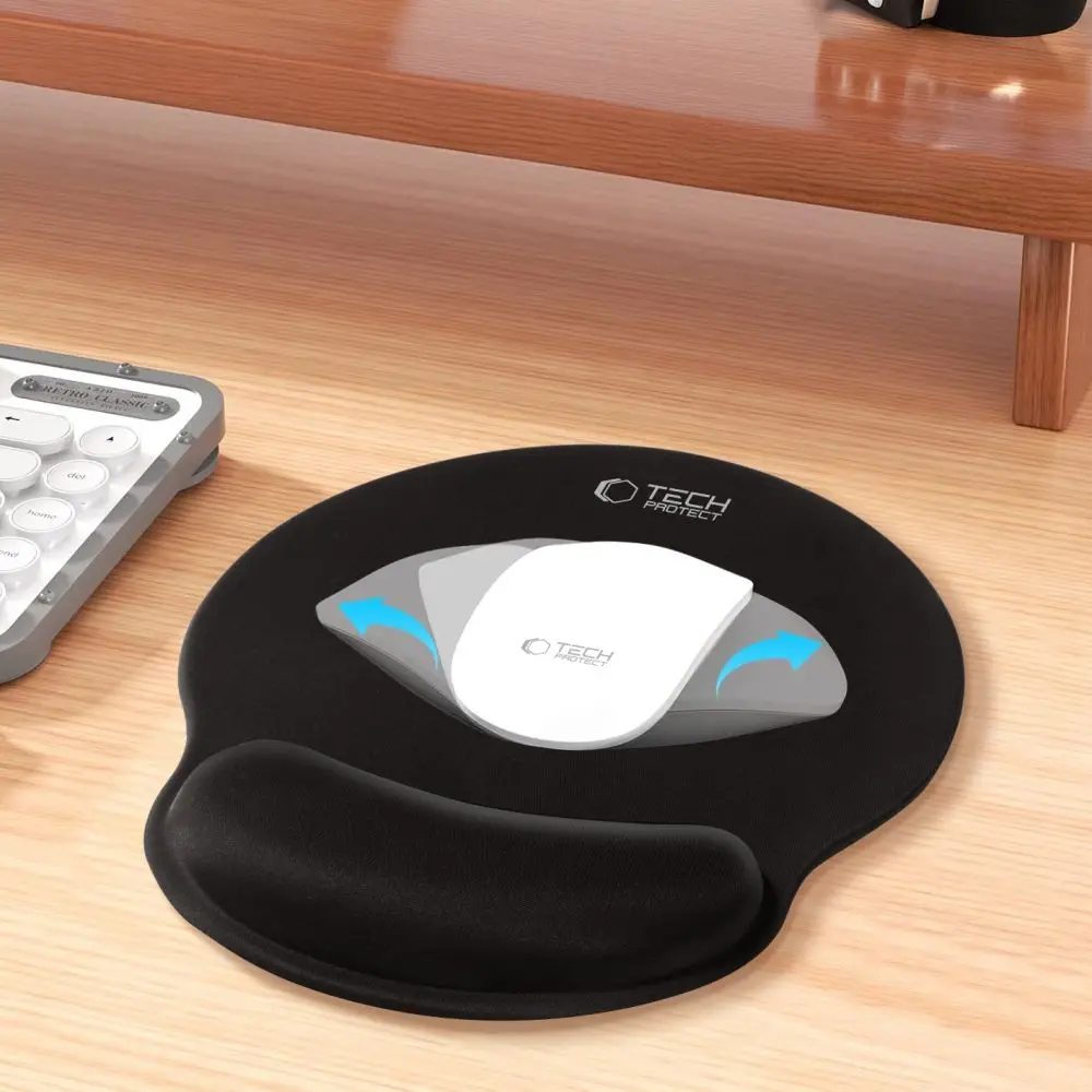 Tech-Protect A200 Mouse Pad With Gel Wrist Rest 25 x 22.5CM Black - Elektronika i akcesoria