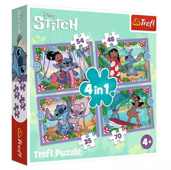Puzzle 4w1 Szalony dzień Lilo & Stitch TREFL - Puzzle