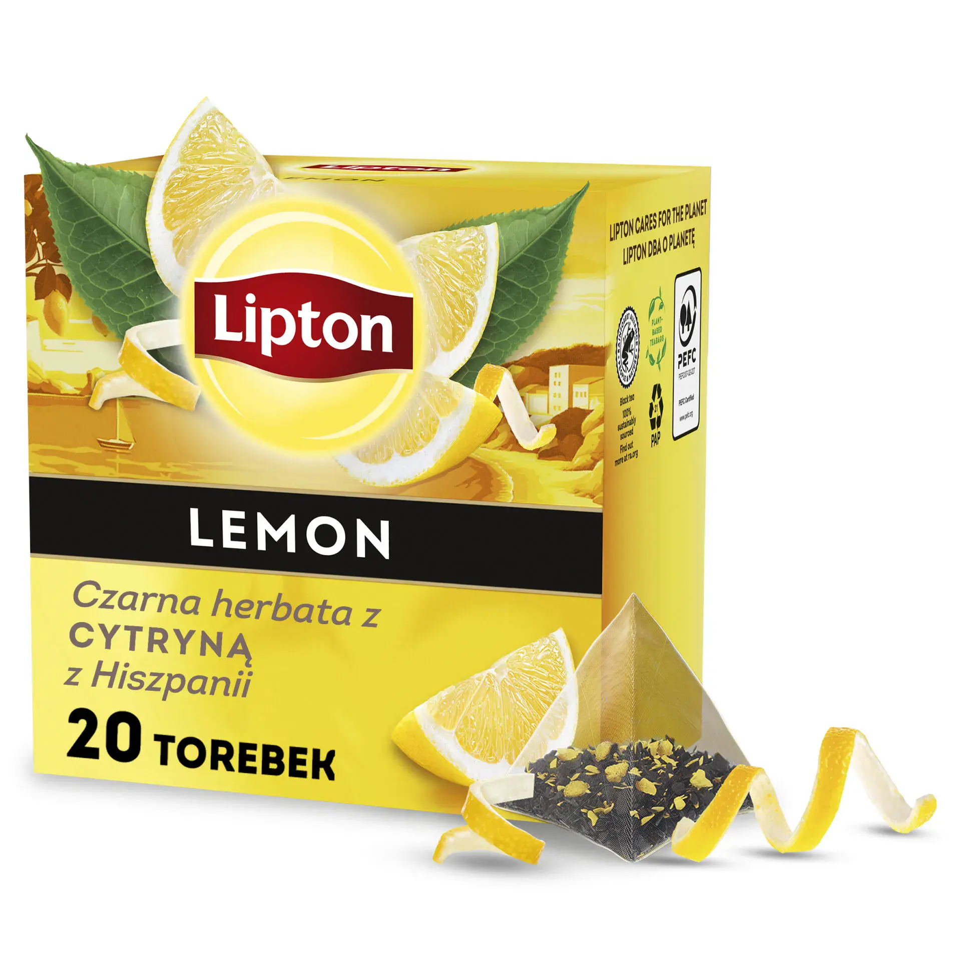 Herbata czarna Lipton piramidki Lemon (cytrynowa), 20 torebek - Papiernicze i szkolne
