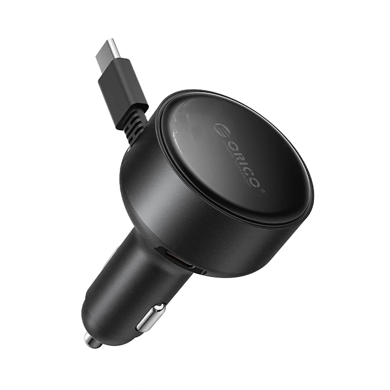 Ładowarka samochodowa Orico FC-60-2C 60W ze zwijanym kablem USB-C 65 cm - czarna - Elektronika i akcesoria
