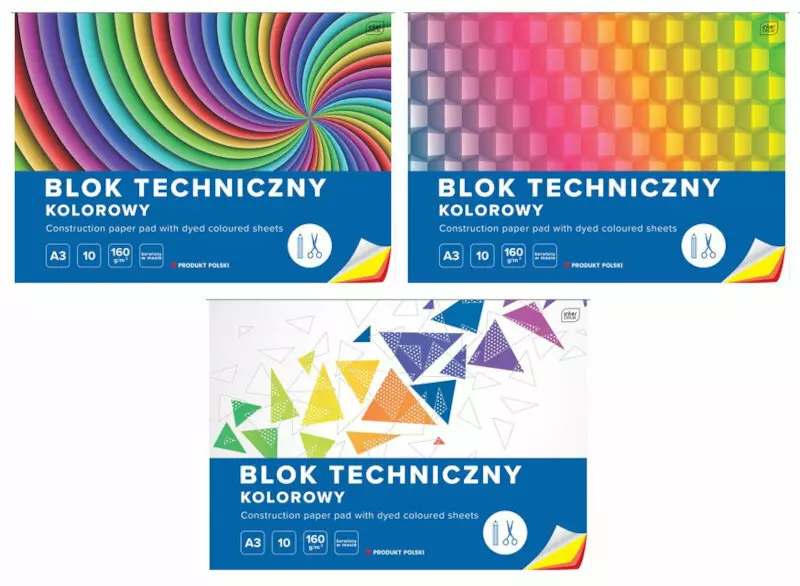 Blok techniczny A3, kolorowy, cena za 1 szt - Papiernicze i szkolne