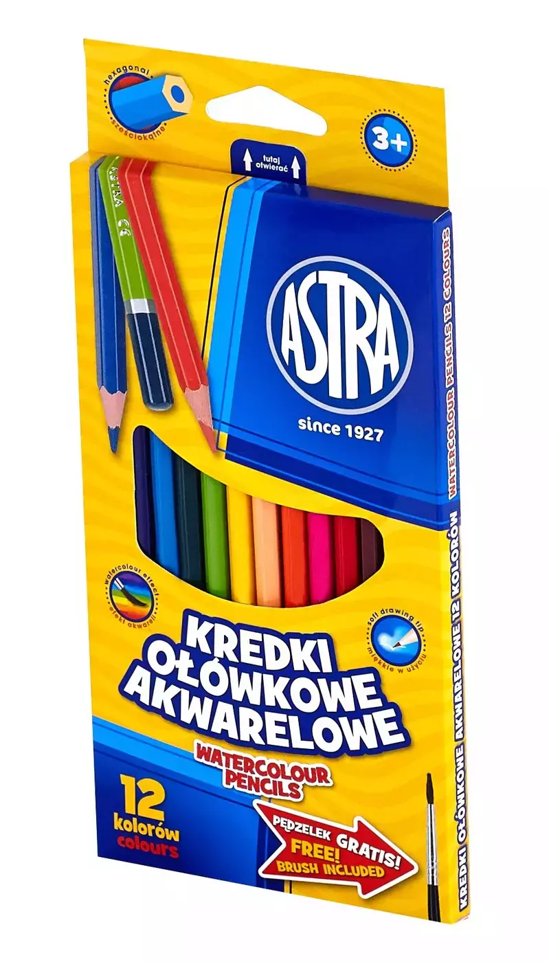 Kredki ołówkowe akwarelowe, 12 kolorów - Papiernicze i szkolne