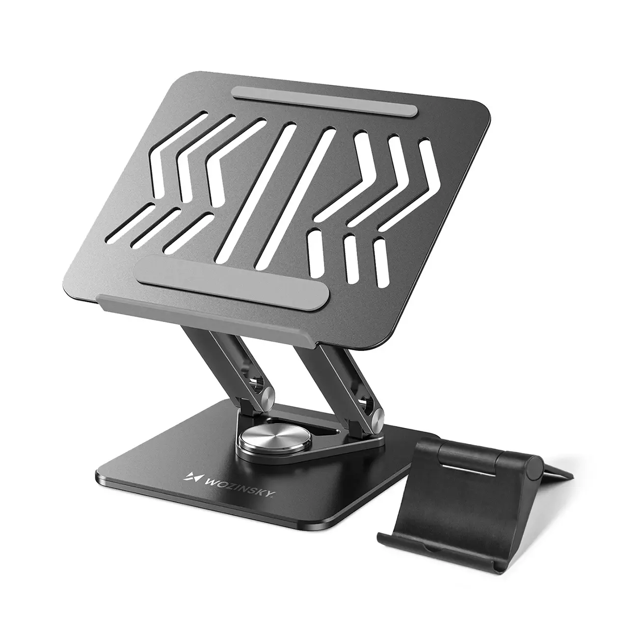Podstawka pod laptopa, tablet Wozinsky WRS-CPY84SB 360 aluminiowa + Gratis! podstawka do smartfona - czarna - Elektronika i akcesoria