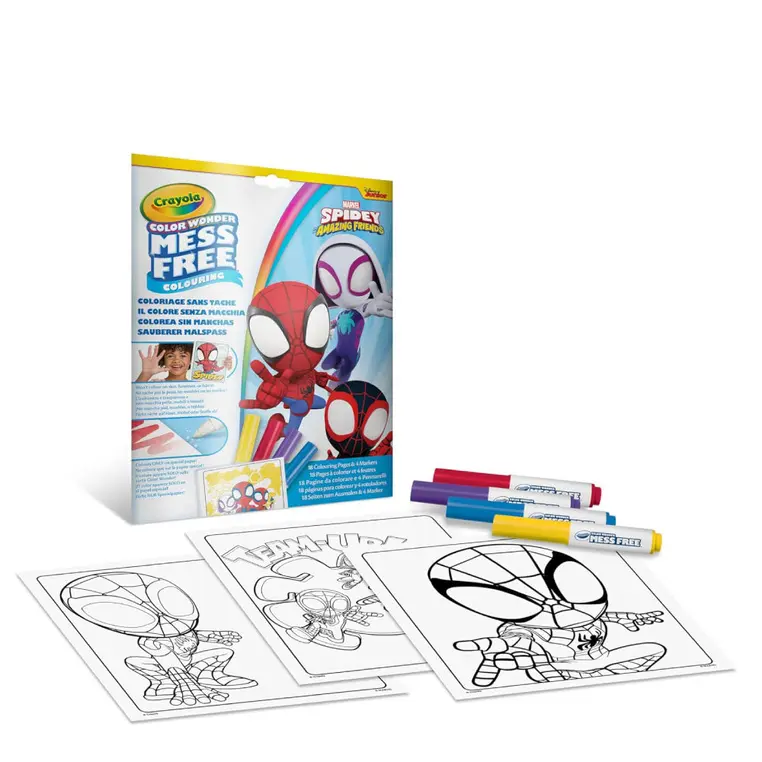 Crayola Kolorowanka dla dzieci i 4 niebrudzące magiczne flamastry Color Wonder Mess Free Spidey i super-kumple 3+ - Książki