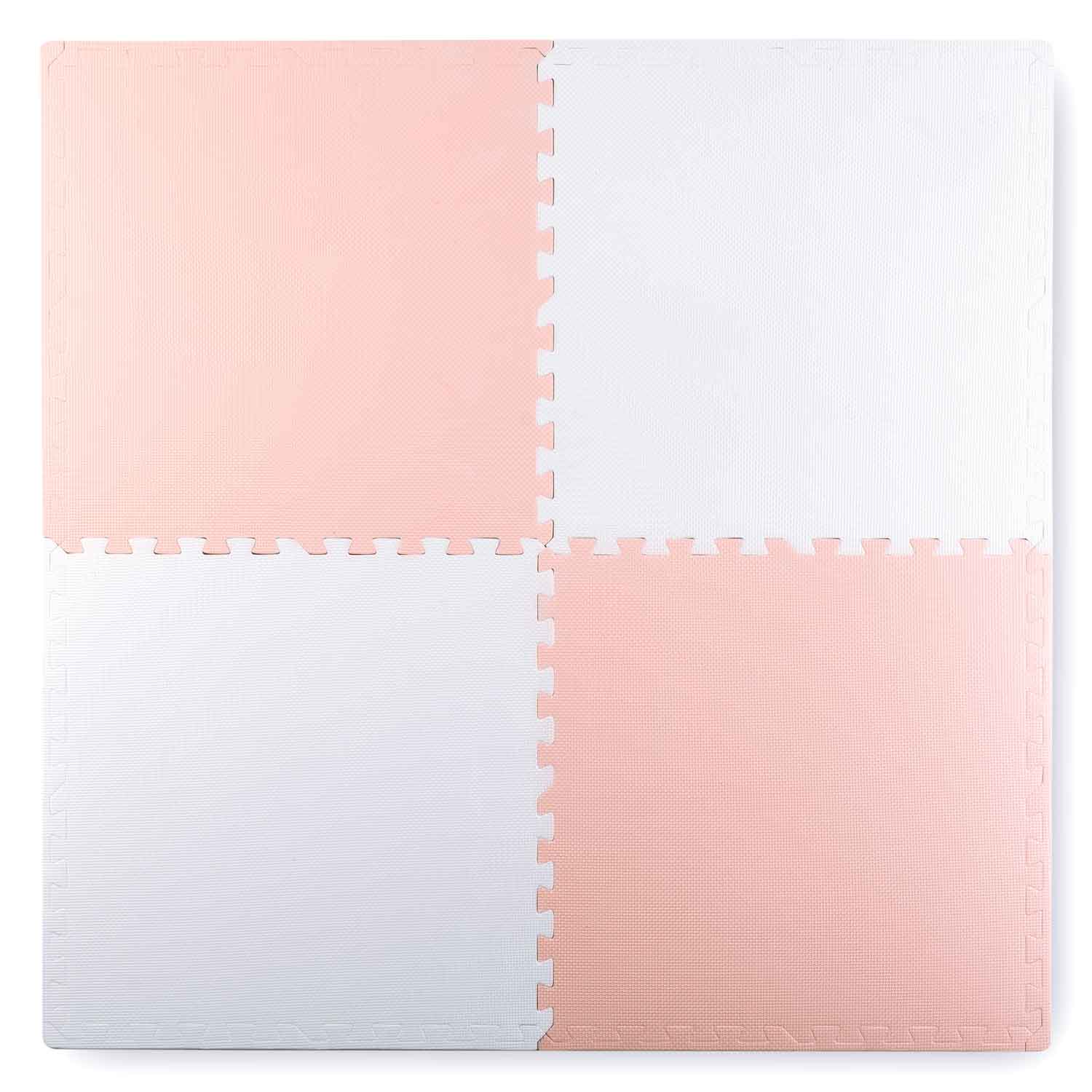 Duża mata piankowa puzzle Ricokids 60x60 cm 4 szt. brzoskwiniowo-biała - Zabawki