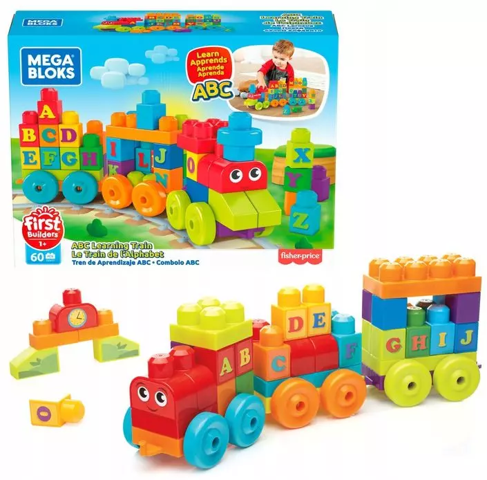 Mega Bloks First Builders. DXH35 Pociąg edukacyjny ABC - Zabawki