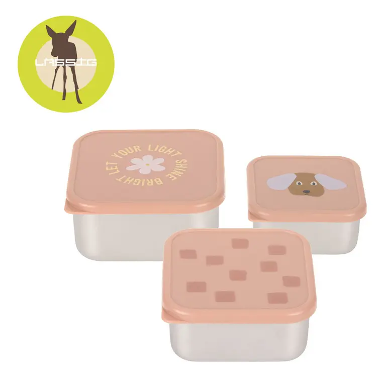 Lassig Pojemnik na przekąski snackbox ze stali nierdzewnej 3 szt. Pattern Party rose - Elektronika i akcesoria