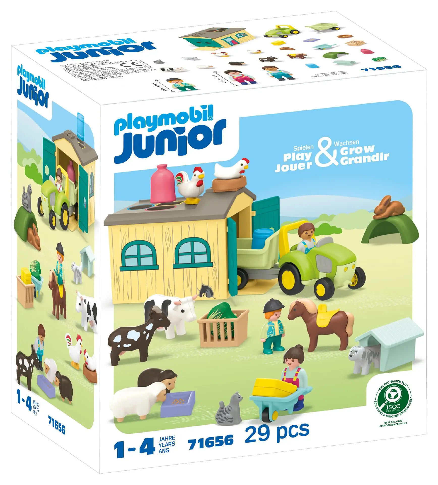 Playmobil JUNIOR Przygoda na gospodarstwie z traktorem, przyczepą i zwierzętami 71656 - Zabawki