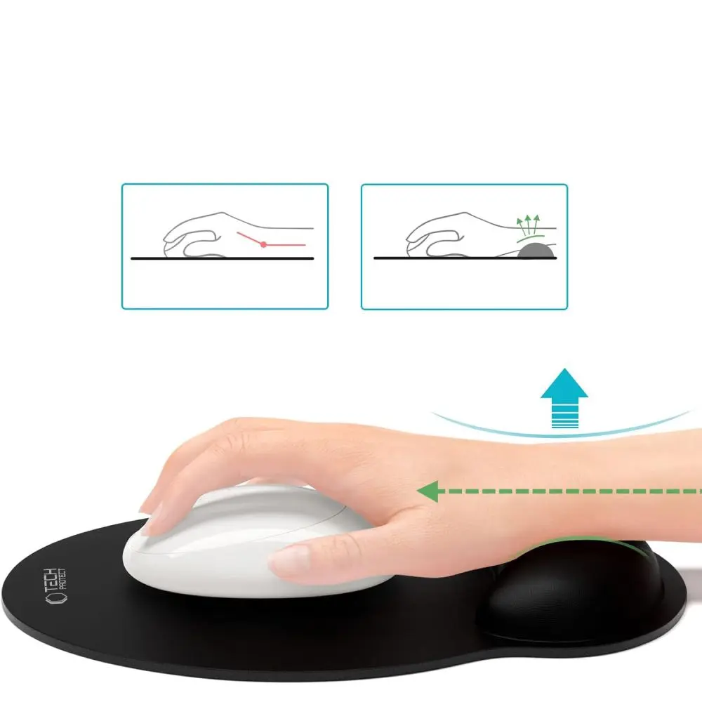 Tech-Protect A200 Mouse Pad With Gel Wrist Rest 25 x 22.5CM Black - Elektronika i akcesoria