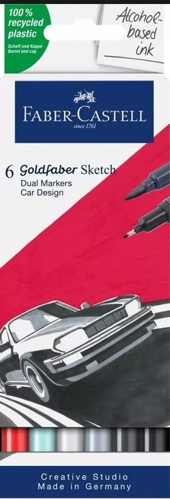 Pisak dwustronny Goldfaber Sketch car design 6 kol - Papiernicze i szkolne