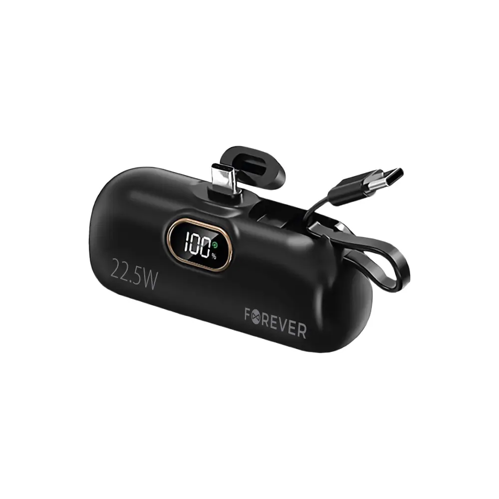 Forever mini power bank MTB-100 22.5W 5000 mAh USB C czarny - Elektronika i akcesoria