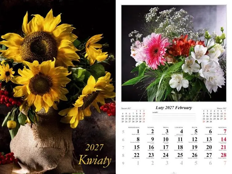 Kalendarz 2027 ścienny Kwiaty - Książki