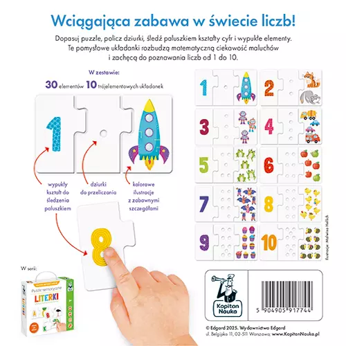 Puzzle sensoryczne 30 elementów. Cyferki - Puzzle