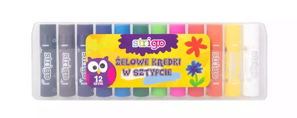 Kredki żelowe 12 kolorów STRIGO - Papiernicze i szkolne