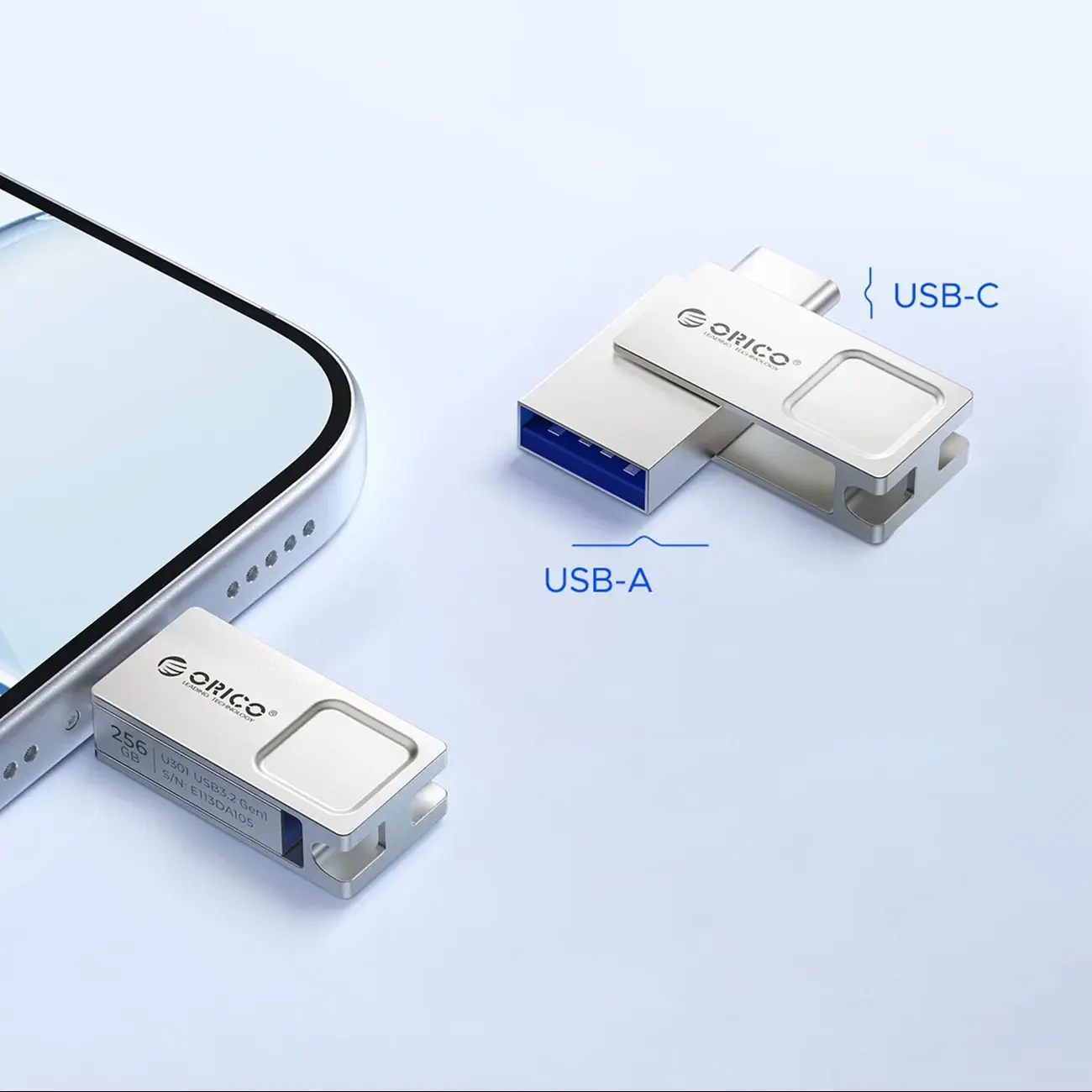 Pendrive Orico U301 128 GB USB-A USB-C USB 3.2 Gen 1 - srebrny - Elektronika i akcesoria
