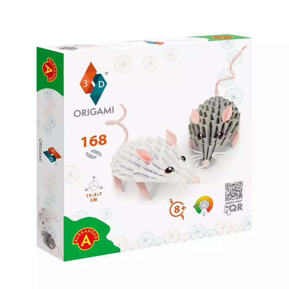 Origami 3D. Myszki (168 elementów) - Zabawki