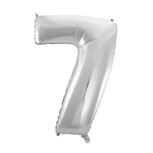 Balon foliowy. Cyfra 7, 45 cm, srebrny - Papiernicze i szkolne
