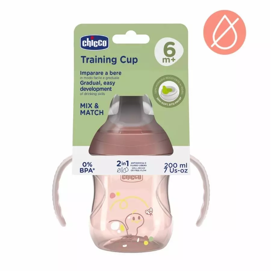 Kubek z twardym ustnikiem 200ml brzoskwiniowy 6m+ - Papiernicze