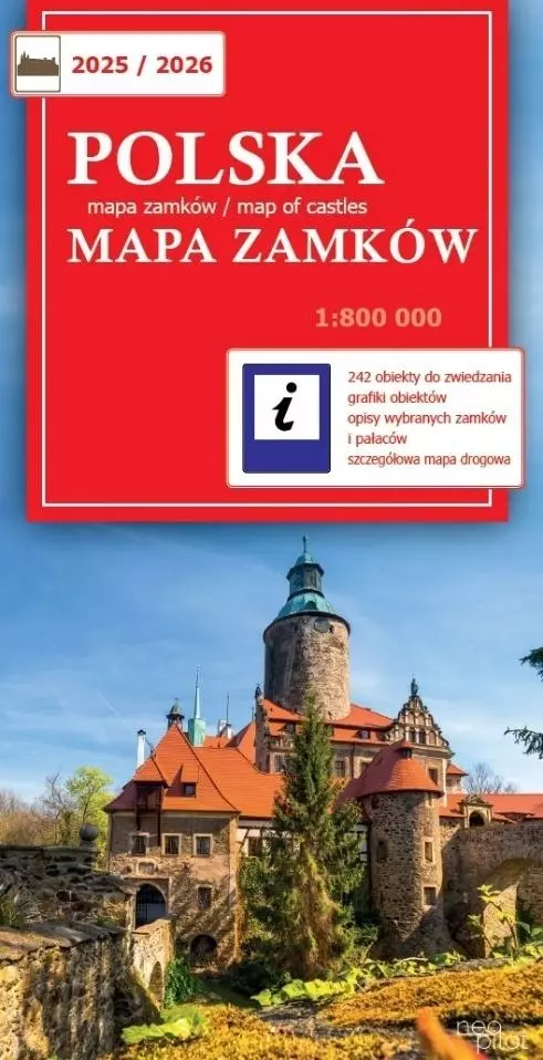 Polska mapa zamków 2025/2026 1800 000 - Książki