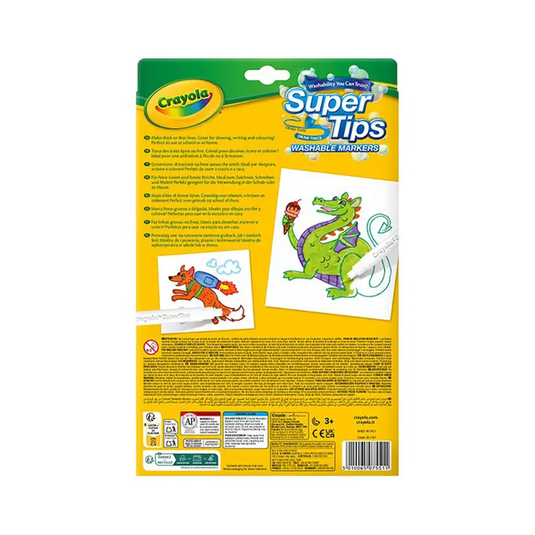 Crayola Super Tips Flamastry mazaki dla dzieci zmywalne 24szt. - Papiernicze i szkolne