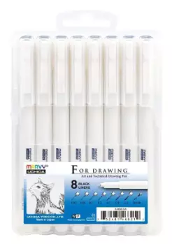Cienkopisy graficzne Marvy For Drawing A, czarne (8 sztuk) - Papiernicze i szkolne