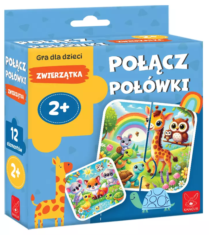 Puzzle 12 elementów. Połącz połówki. Zwierzątka - Puzzle