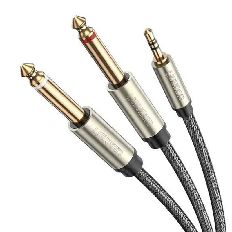 UGREEN AV126 Kabel TRS 3.5 mm do 2x TS - 1m (szary) - Elektronika i akcesoria