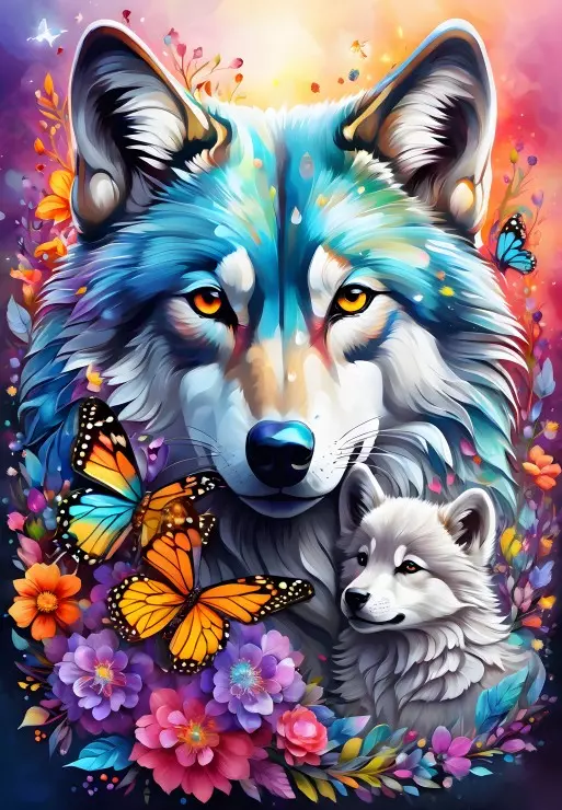 Puzzle 1000 elementów. Matczyna miłość. Wilki - Puzzle
