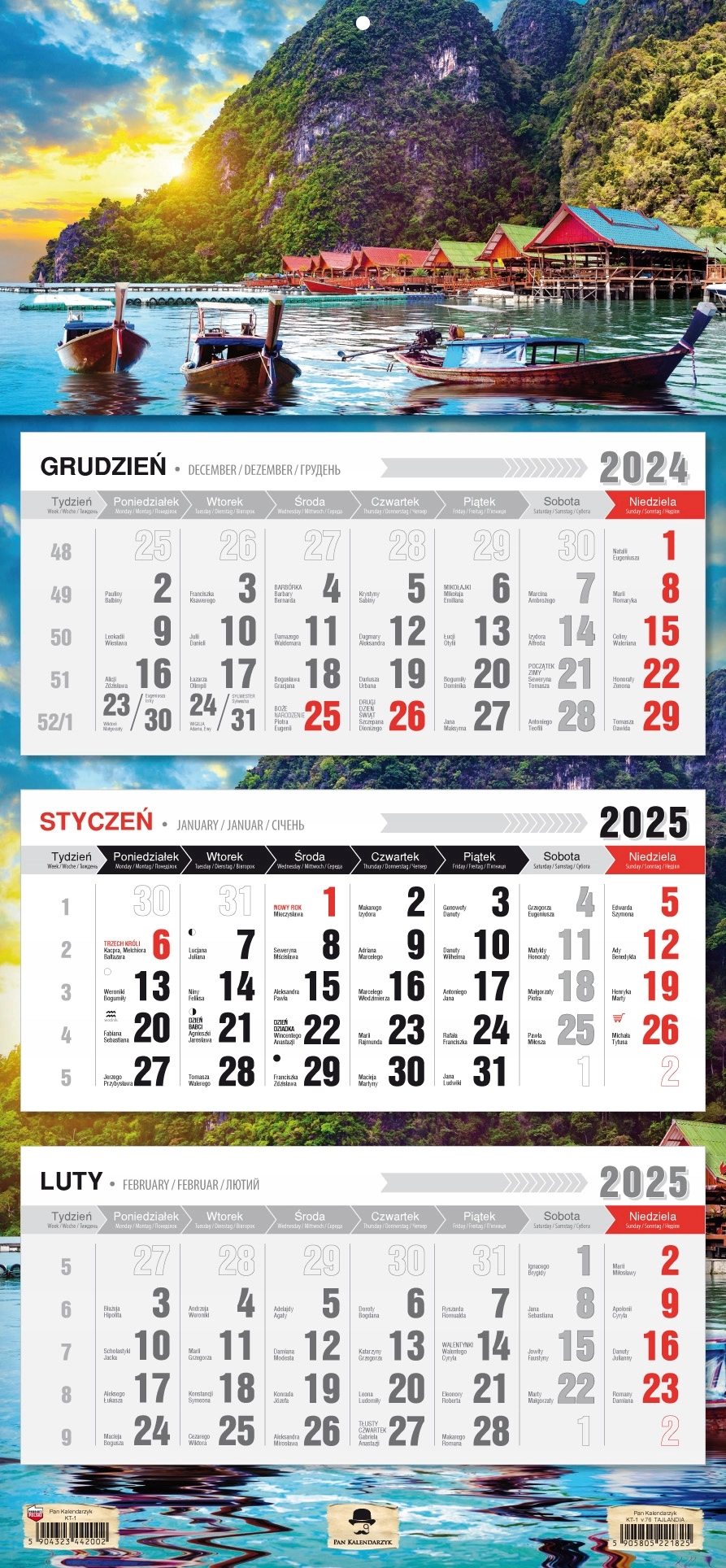 KALENDARZ TRÓJDZIELNY 2025 ROK ŚCIENNY PŁASKA GŁÓWKA GÓRY CZARNY STAW - Książki