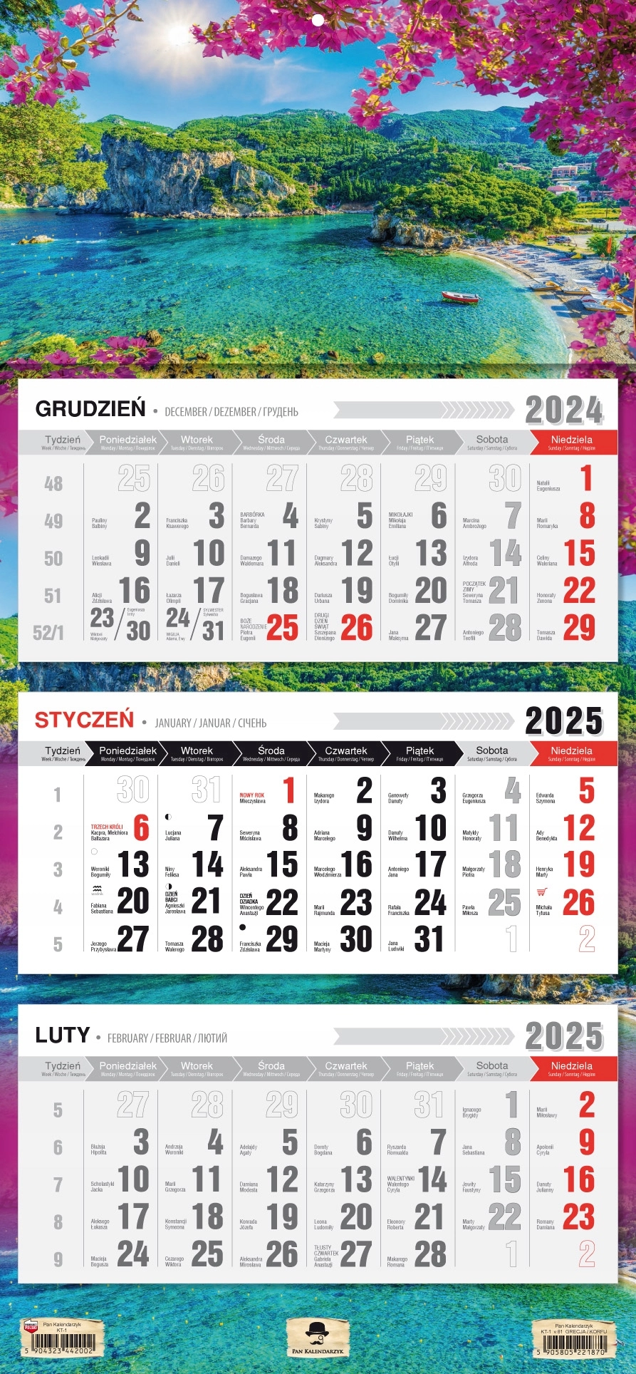 KALENDARZ TRÓJDZIELNY 2025 ROK ŚCIENNY PŁASKA GŁÓWKA GÓRY CZARNY STAW - Książki