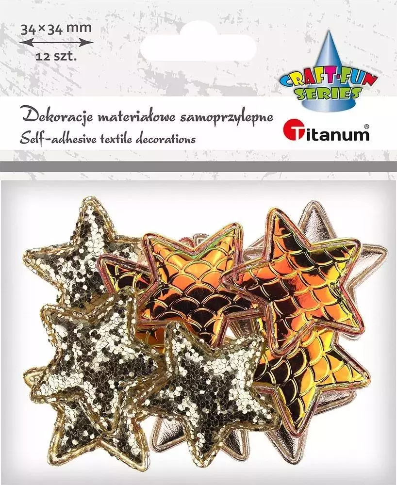 Dekoracje samoprzylepne gwiazdki 34x34mm 12szt - Papiernicze i szkolne