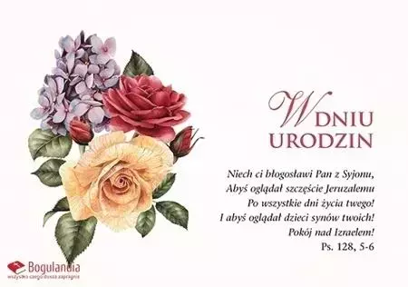 Karnet urodzinowy "W dniu urodzin. Niech ci błogosławi Pan z Syjonu..." - Papiernicze i szkolne