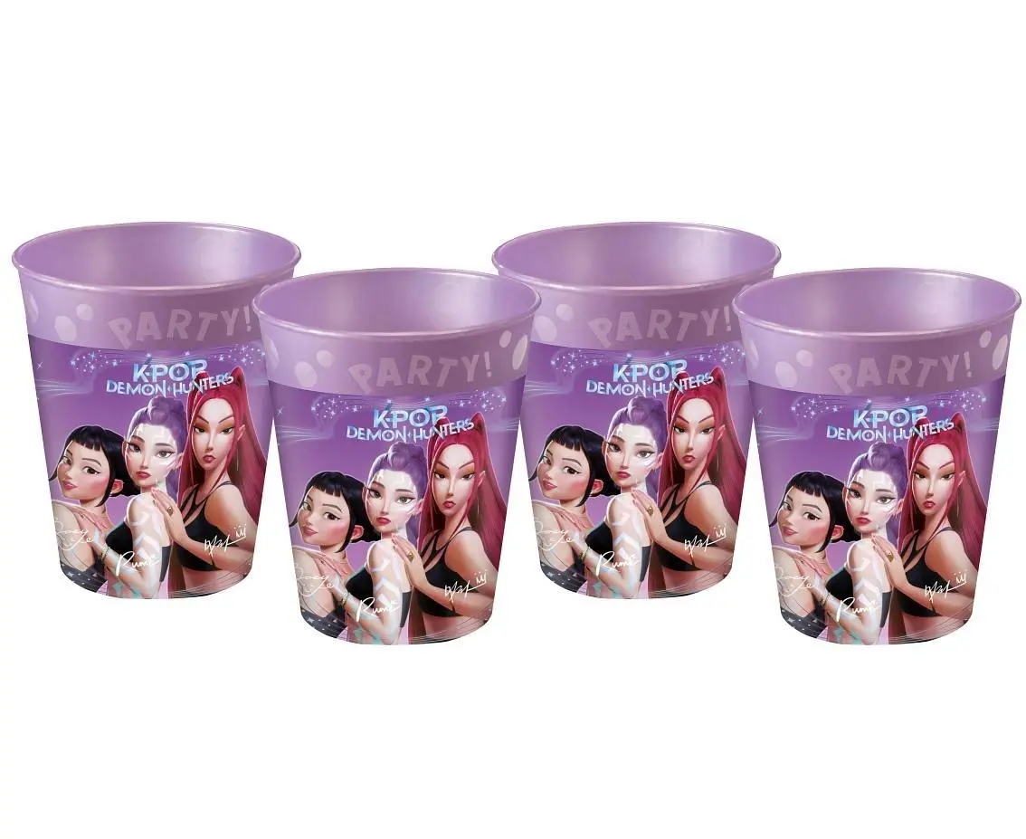 Kubeczek wielorazowy Procos K-POP Demon Hunters 4x250 ml fioletowy - Impreza