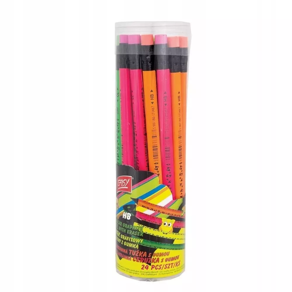 Ołówek Fluo jumbo z gumką (24szt) EASY - Papiernicze i szkolne