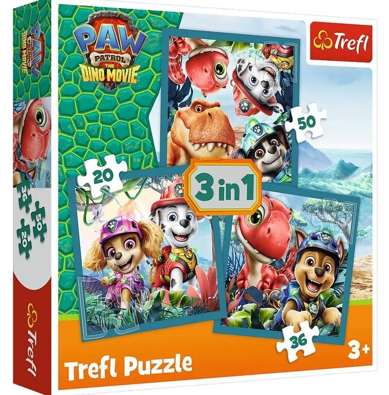 Puzzle 3w1 Paw Patrol i wyspa dinozaurów TREFL - Puzzle