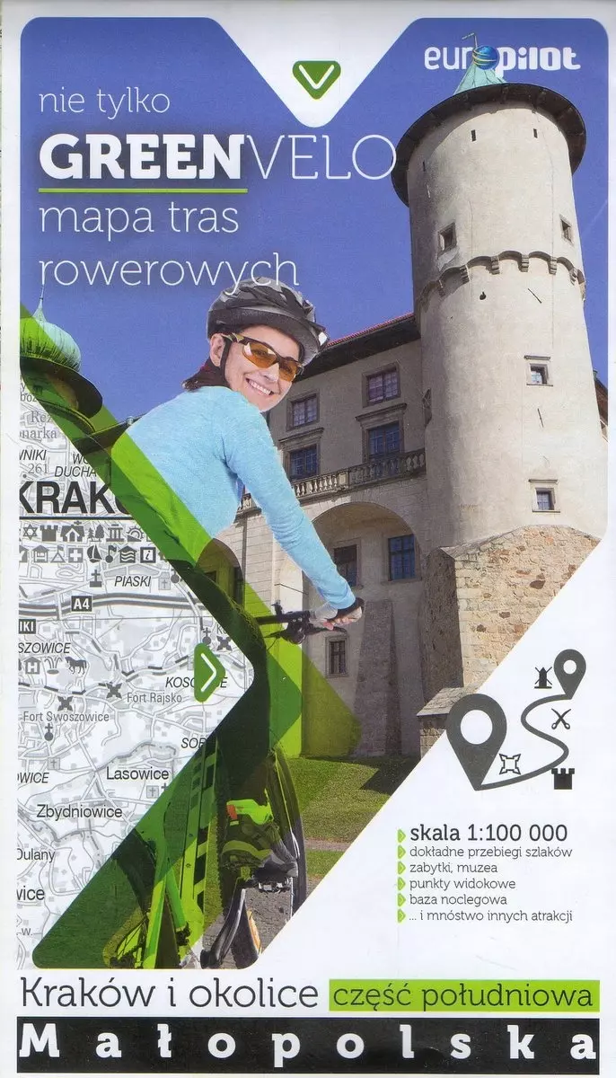 Kraków i okolice. Małopolska, część południowa. Nie tylko Green Velo. Mapa trasa rowerowych, 1:100 000 - Książki