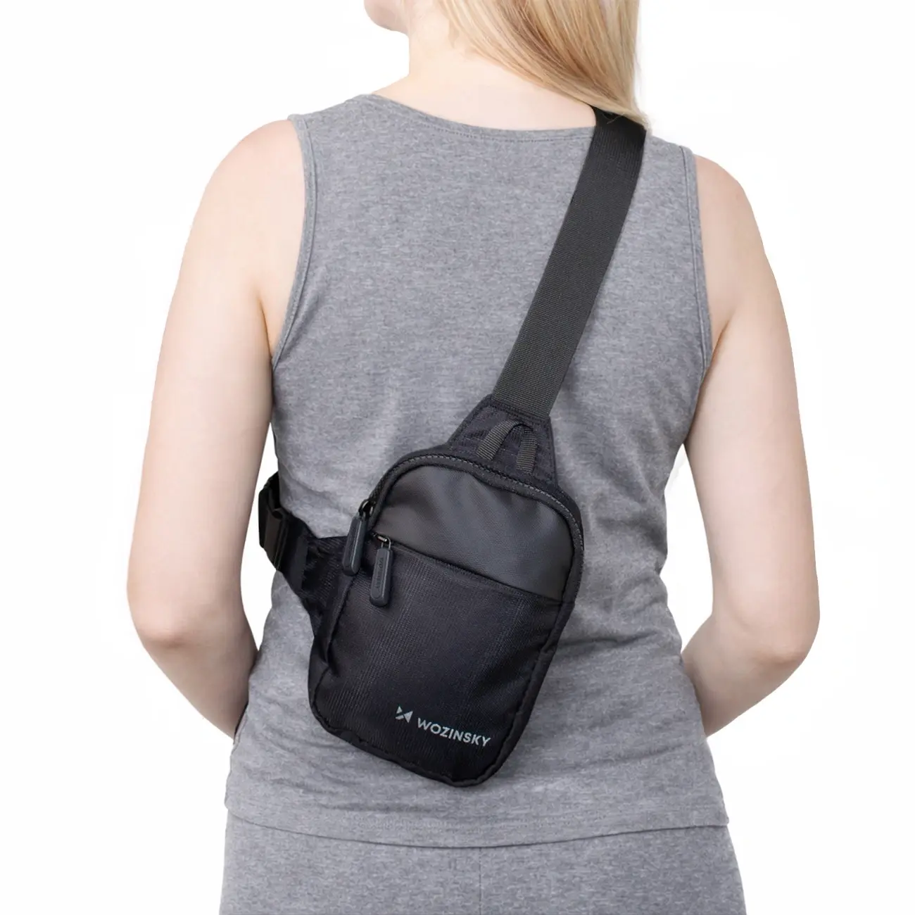 Mini saszetka na ramię Wozinsky WMS-W1 dwukomorowa na telefon unisex - czarna - Elektronika i akcesoria