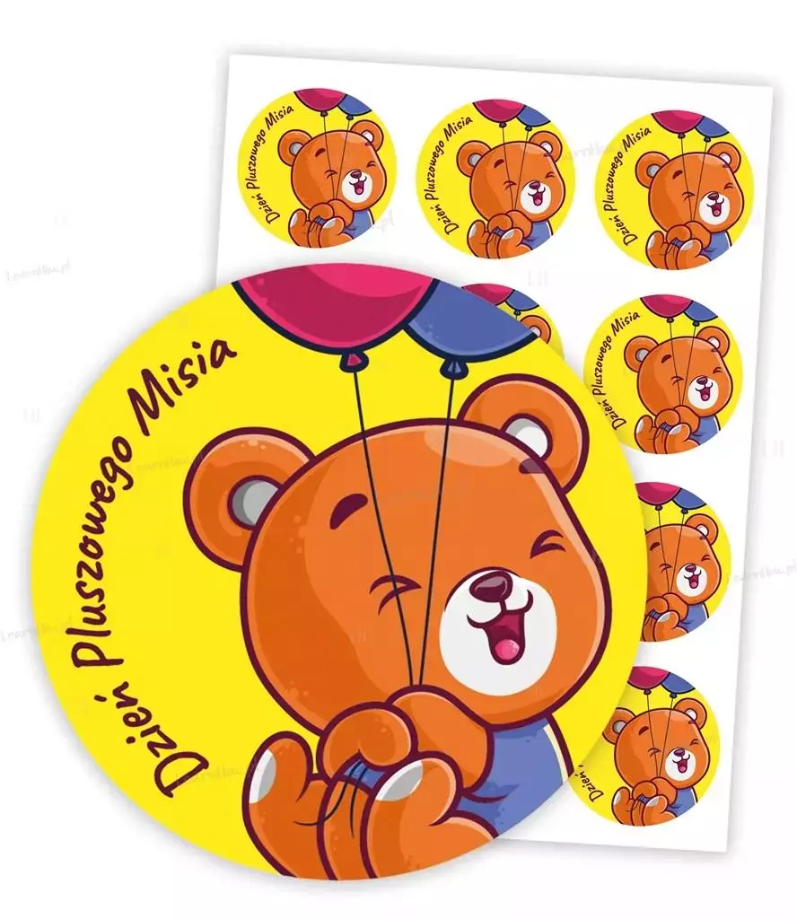 Naklejki okolicznościowe dzień misia 6cm 24szt - Papiernicze i szkolne