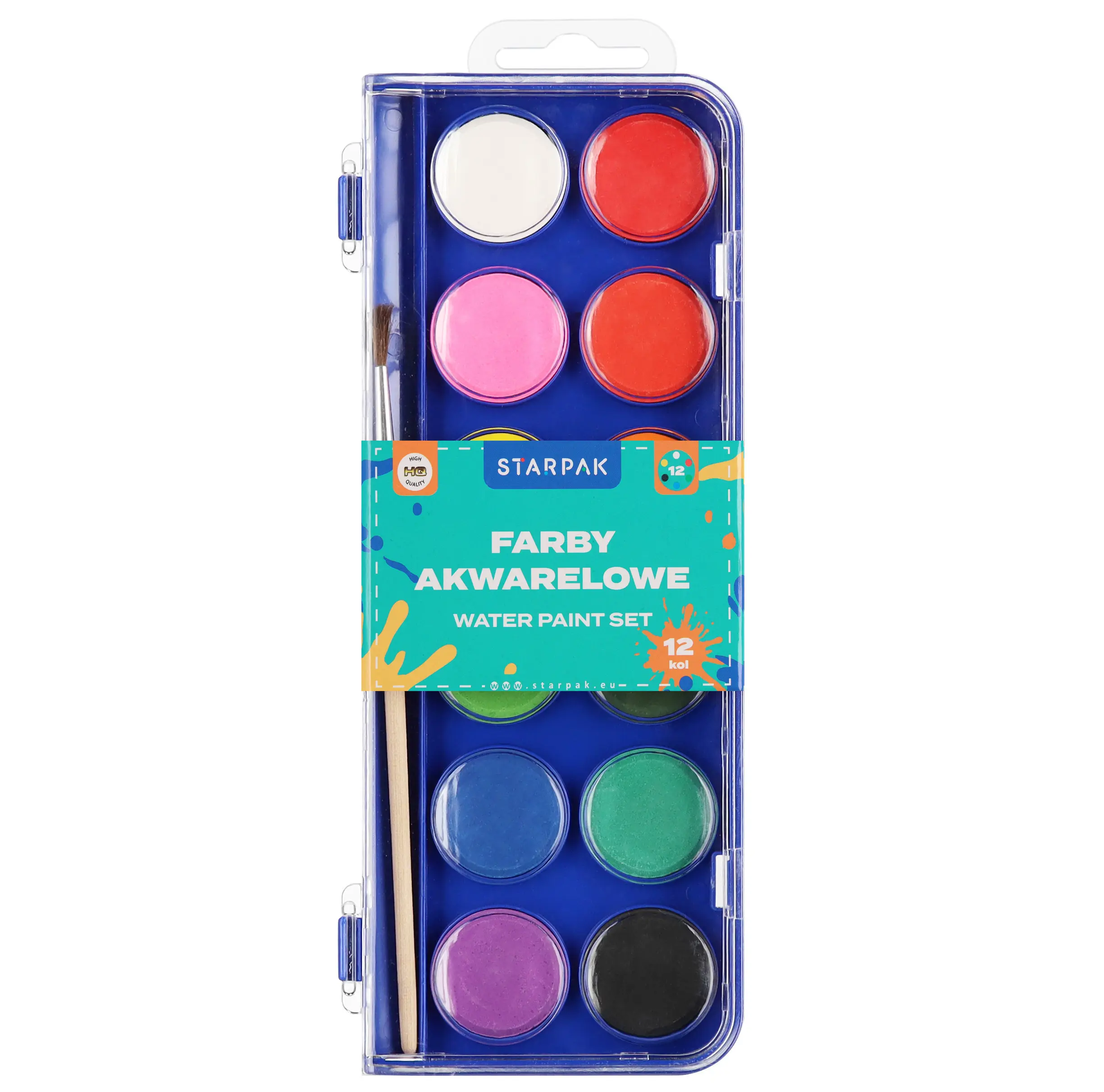 Farby akwarelowe 12 KolorÓw z PĘdzelkiem Starpak 583155 - Papiernicze i szkolne