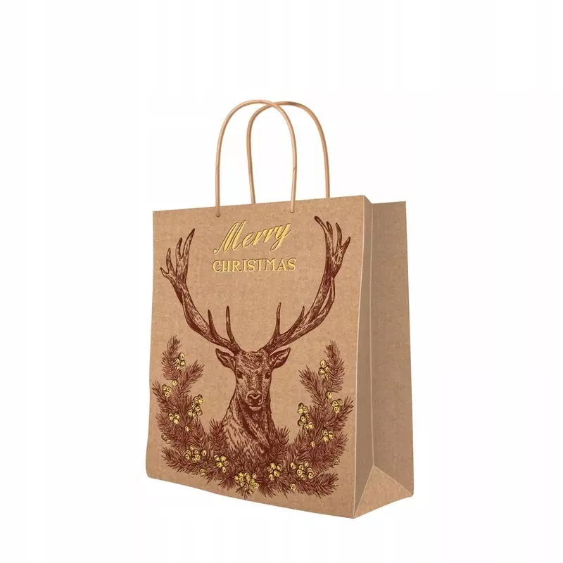 Torebka prezentowa Vintage Christmas Deer, średnia - Papiernicze i szkolne