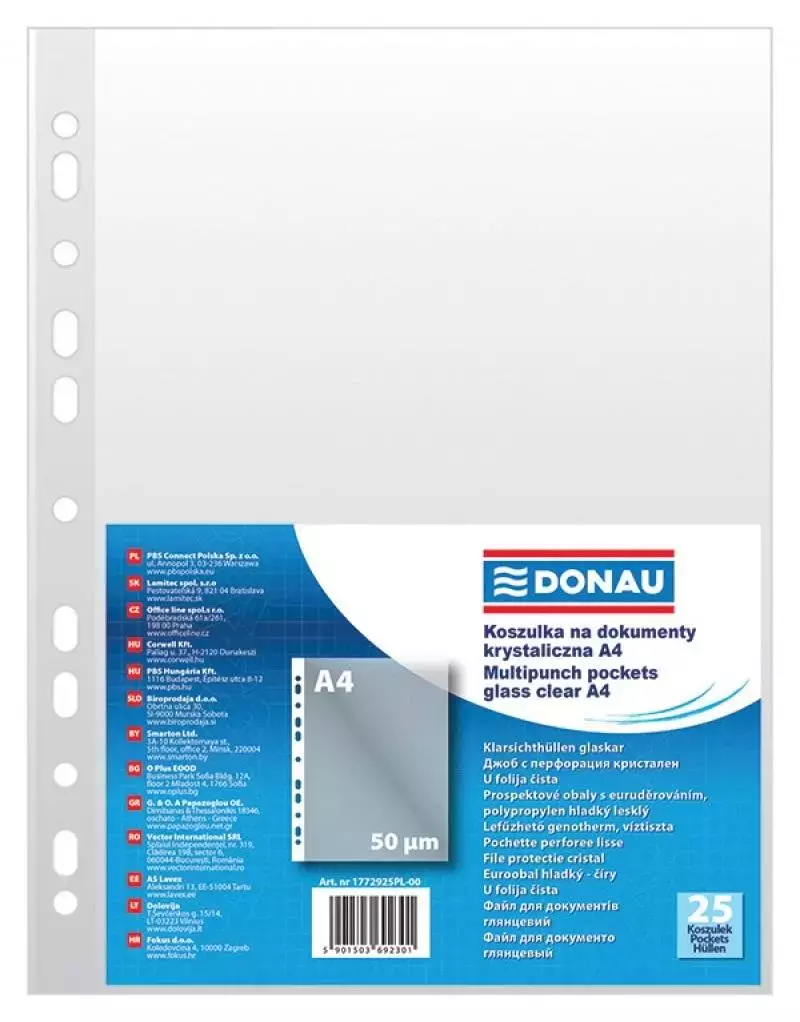 Koszulki PP A4 krystal 50mikr 25szt - Papiernicze i szkolne