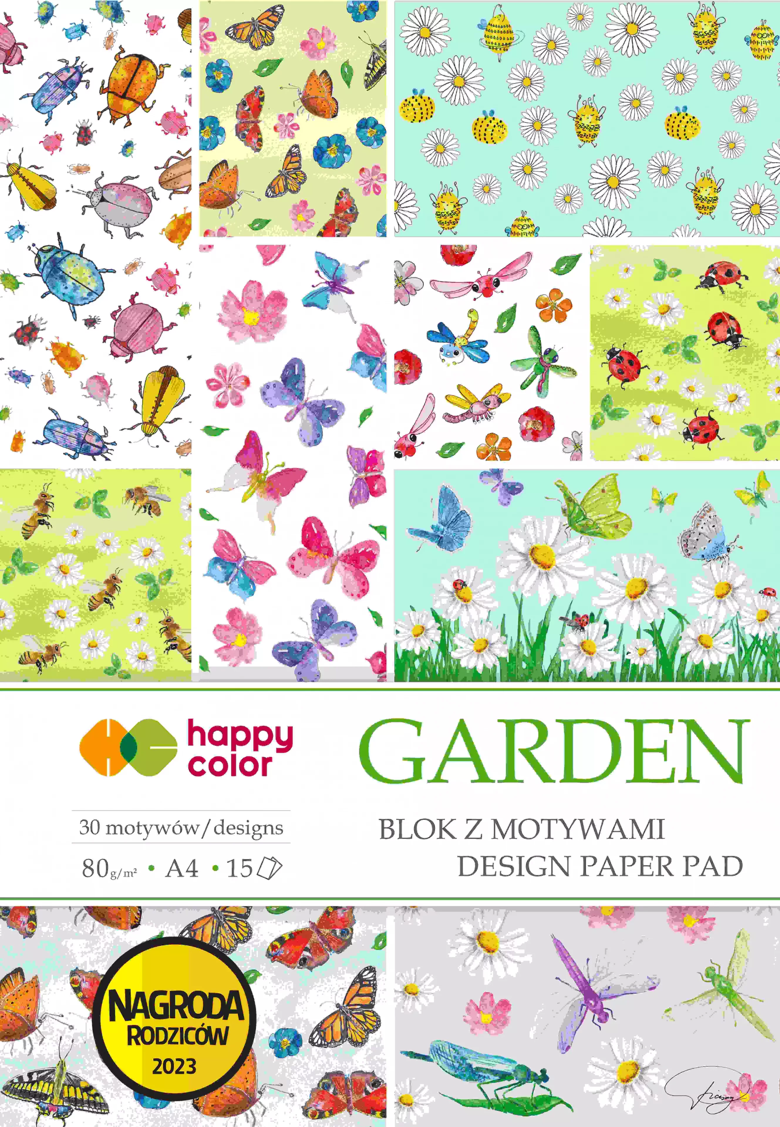 Blok z motywami Garden A4 80g  Happy Color 1szt. - Papiernicze i szkolne