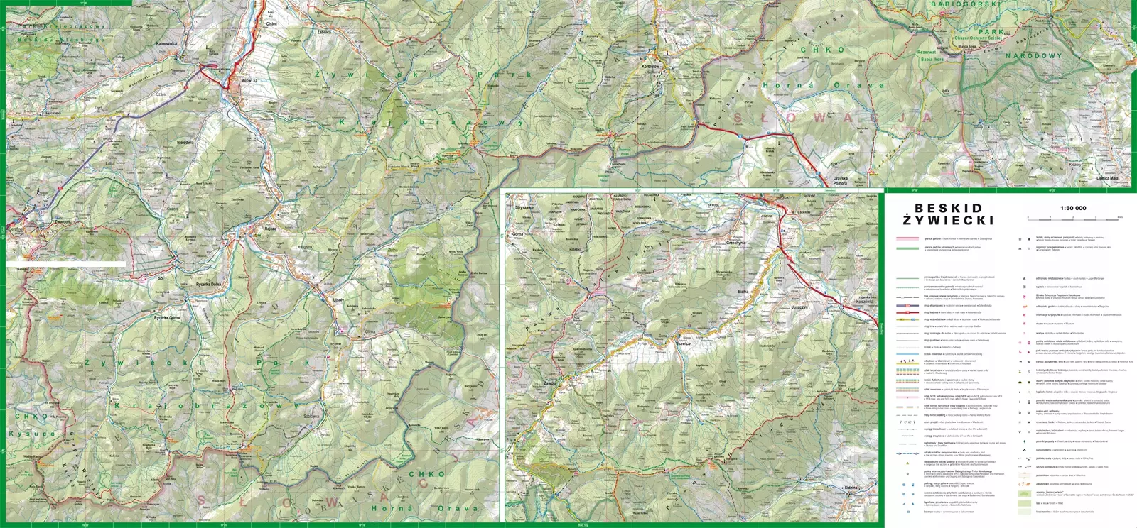 Beskid Żywiecki laminowana mapa turystyczna 1:50 000 - Książki