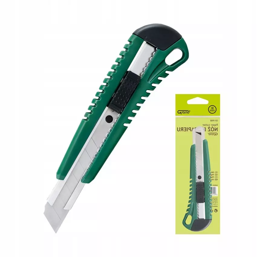 NÓŻ DO TAPET 18mm PLASTIKOWY Z PROWADNICĄ GRAND - Papiernicze i szkolne