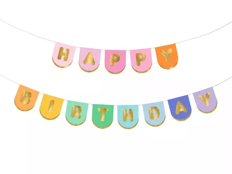 Baner papierowy Happy Birthday 163x12cm - Papiernicze i szkolne