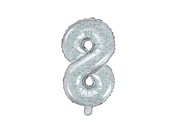 Balon foliowy Cyfra ''8'', 35cm, holograficzny - Impreza