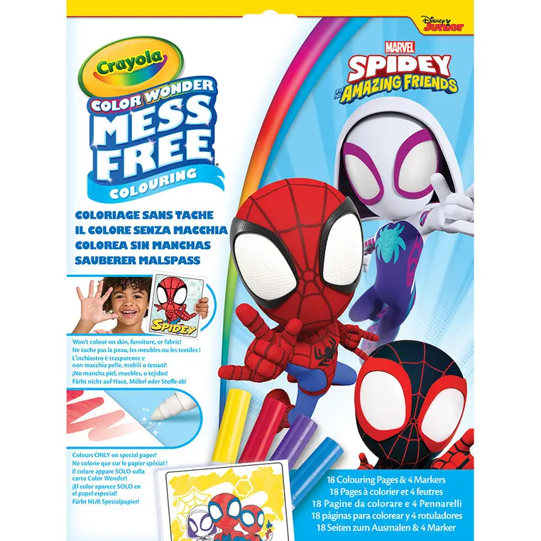 Crayola Kolorowanka dla dzieci i 4 niebrudzące magiczne flamastry Color Wonder Mess Free Spidey i super-kumple 3+ - Książki