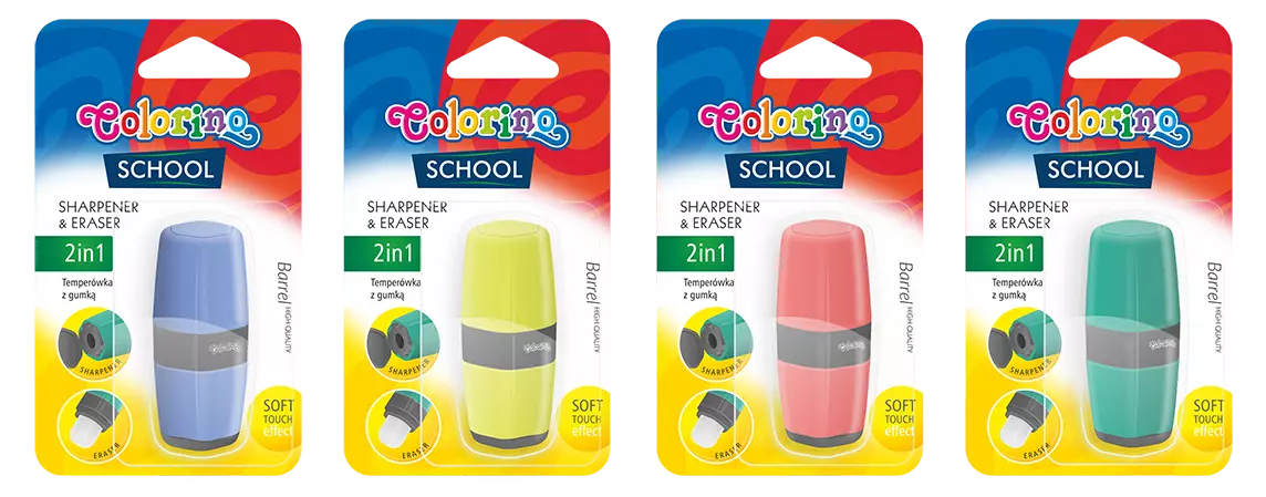 TEMPERÓWKA Z GUMKĄ NA BLISTRZE COLORINO SCHOOL 2W1 - Papiernicze i szkolne